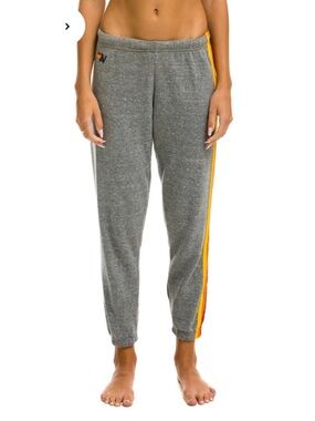 #1742 Aviator Nation 5 Stripe Sweatpants, Heather Grey small